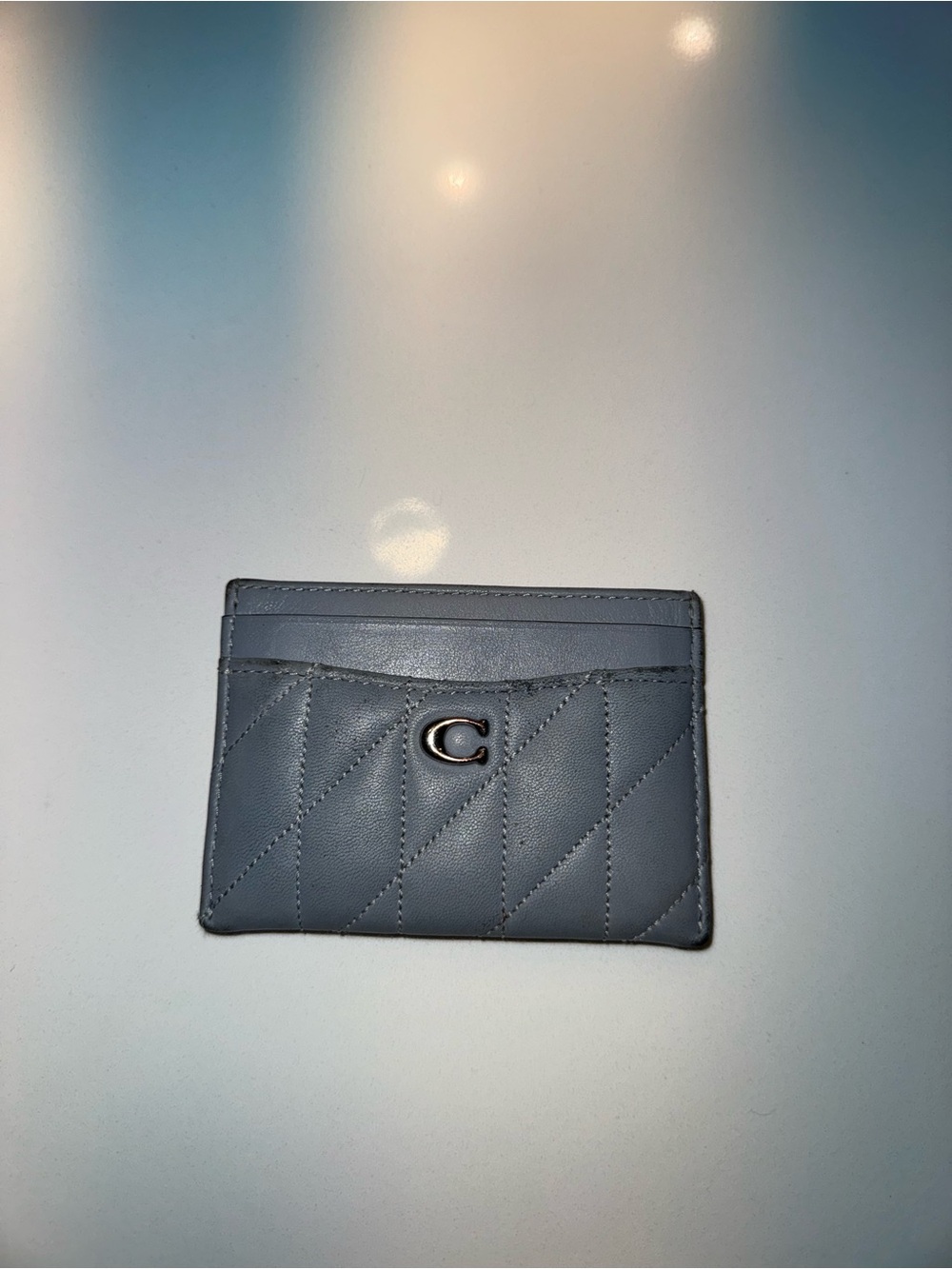 Coach Quilted Card Holder - Grey
